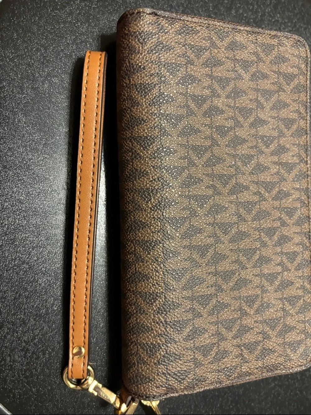Michael‎ Kors Brown Signature Logo Wristlet.  Jet Set Travel Wallet.